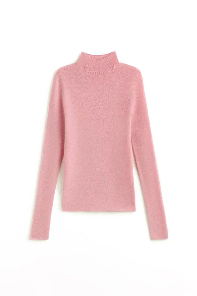 Seamless Knit 100 Washable Merino Wool Mock Turtleneck Sweater Fibflx