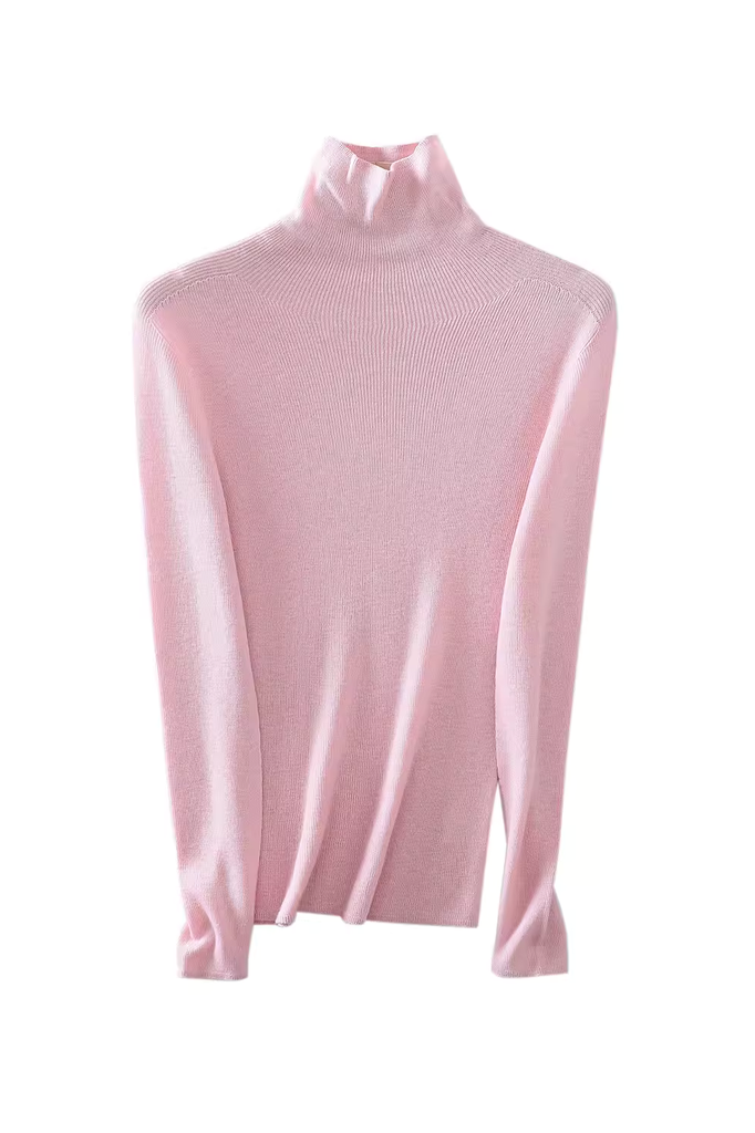 Fibflx Women's Seamless Washable Wool Turtleneck Sweater