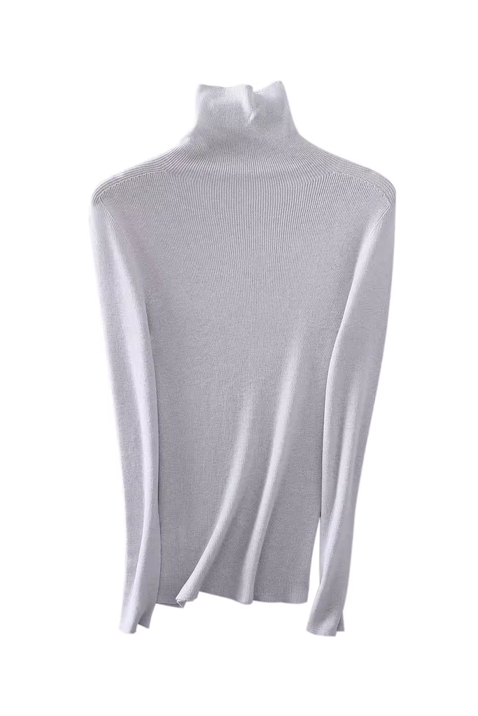 Fibflx Women's Seamless Washable Wool Turtleneck Sweater