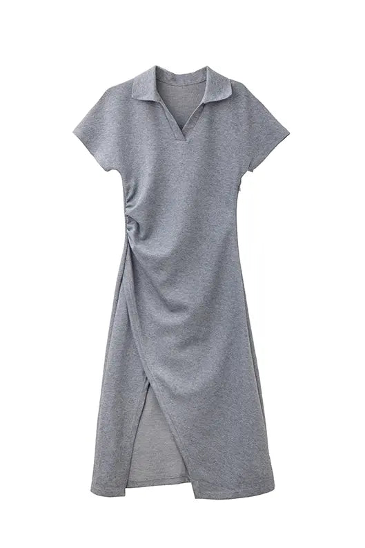 grey polo dress Side Slit Shirt XS / Rhinestone / 55% Cotton 45% Viscose 5% Spandex Option:1/EA | Style : Cloth Adhesive | Dimensions : 6