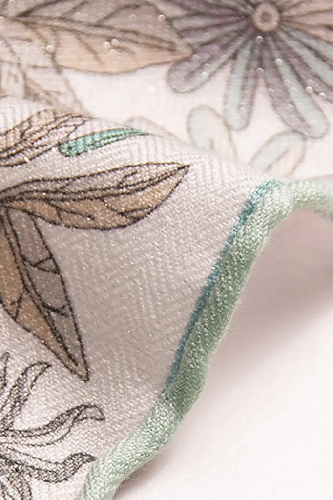 Silk-Wool Designer Floral Square Scarf in Blue - Fibflx