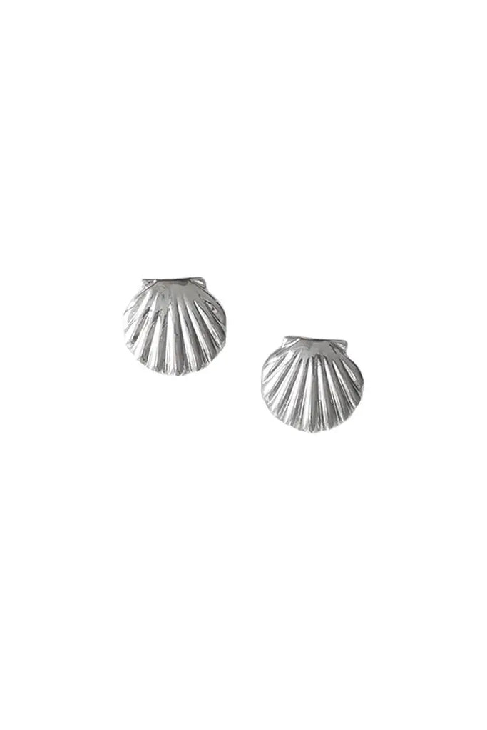 Fibflx Women's Silver Shell Clip-on Earrings