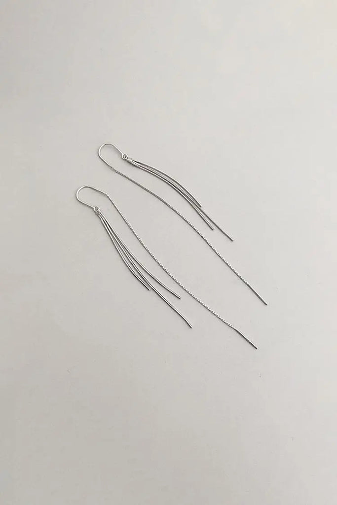 Fibflx Women's Silver Tassel Drop Earrings