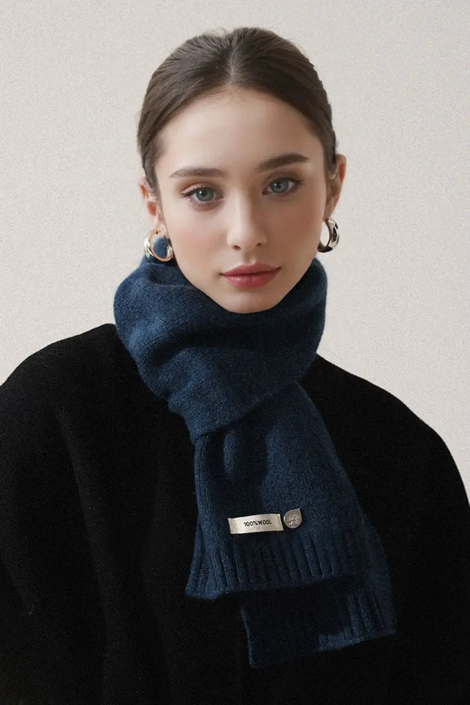 Fibflx Women's Soft 100 Wool Ribbed Knit Scarf