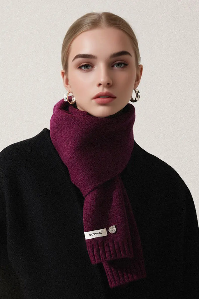 Fibflx Women's Soft 100 Wool Ribbed Knit Scarf