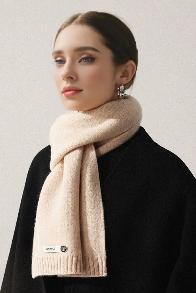 Fibflx Women's Soft 100 Wool Ribbed Knit Scarf