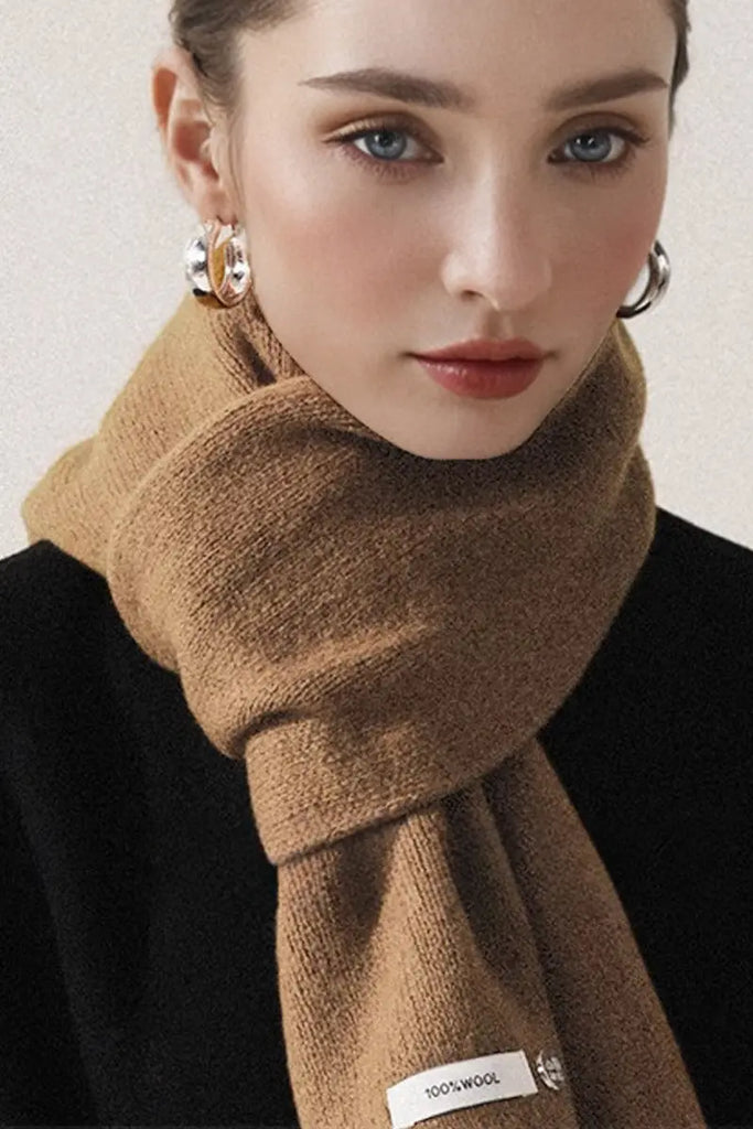 Fibflx Women's Soft 100 Wool Ribbed Knit Scarf