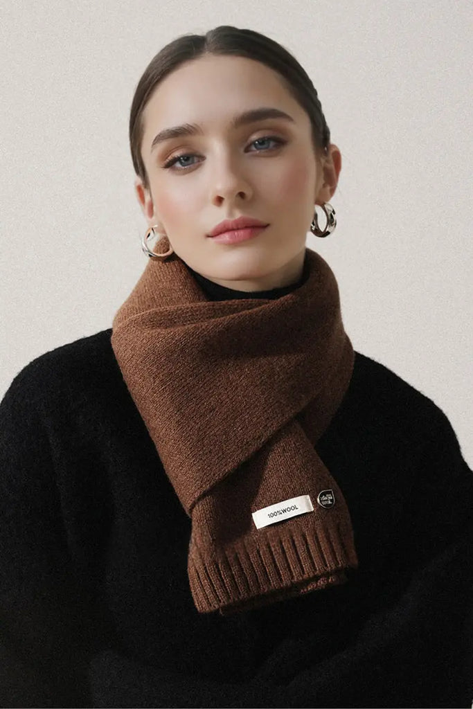 Fibflx Women's Soft 100 Wool Ribbed Knit Scarf