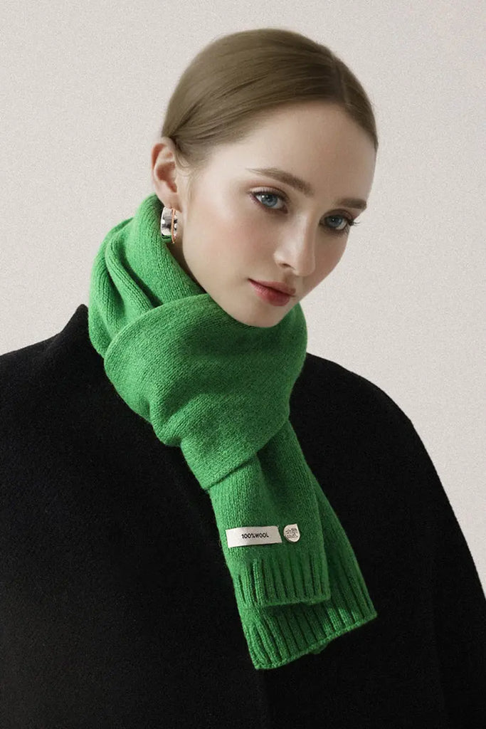 Fibflx Women's Soft 100 Wool Ribbed Knit Scarf