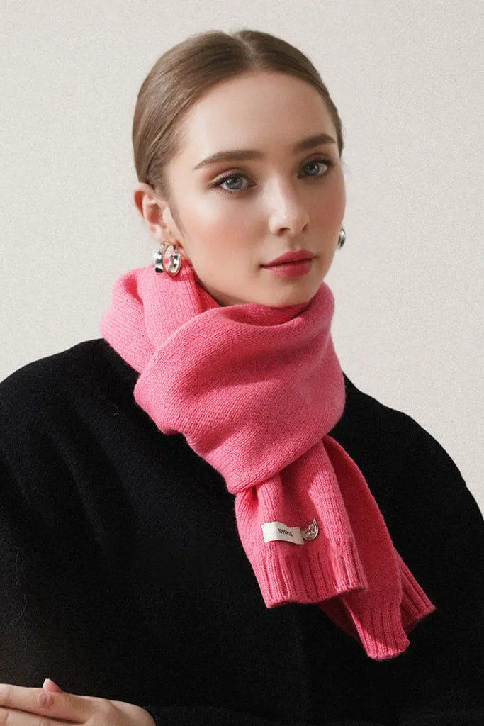 Fibflx Women's Soft 100 Wool Ribbed Knit Scarf