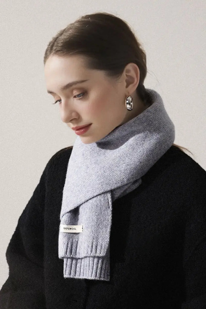 Fibflx Women's Soft 100 Wool Ribbed Knit Scarf