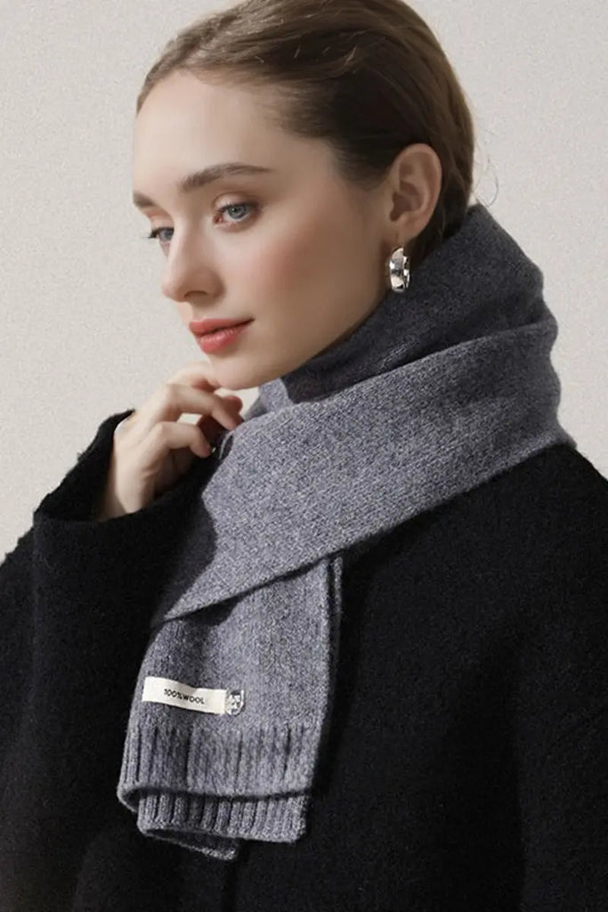 Fibflx Women's Soft 100 Wool Ribbed Knit Scarf