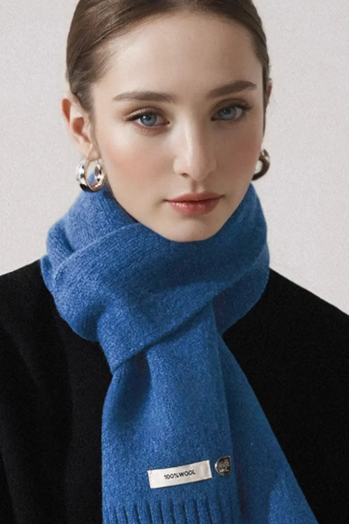 Fibflx Women's Soft 100 Wool Ribbed Knit Scarf