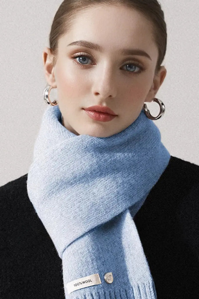 Fibflx Women's Soft 100 Wool Ribbed Knit Scarf