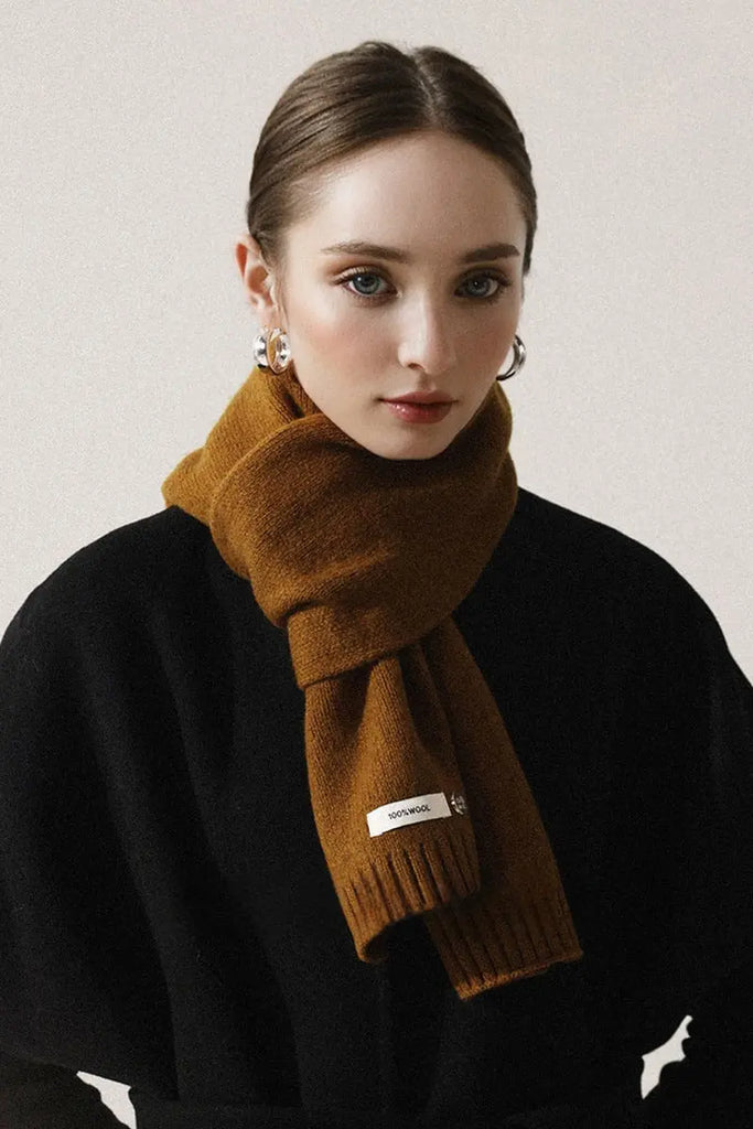 Fibflx Women's Soft 100 Wool Ribbed Knit Scarf