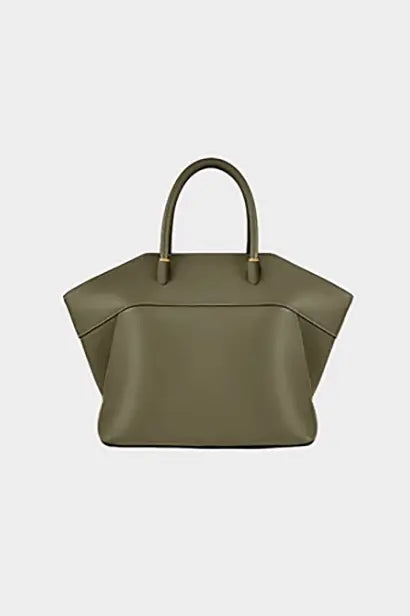 Soft Leather Top Handle Trapezoid Handbag Fibflx