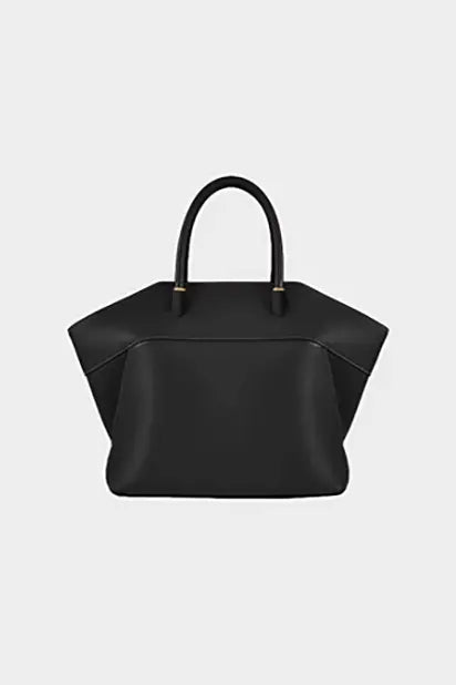 Soft Leather Top Handle Trapezoid Handbag Fibflx