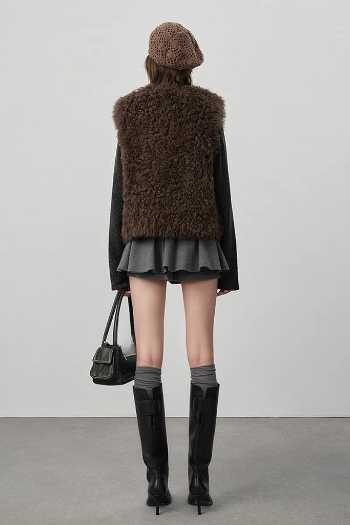 Fibflx Women's Spain Tigrado Sheepskin Shearling Leather Vest