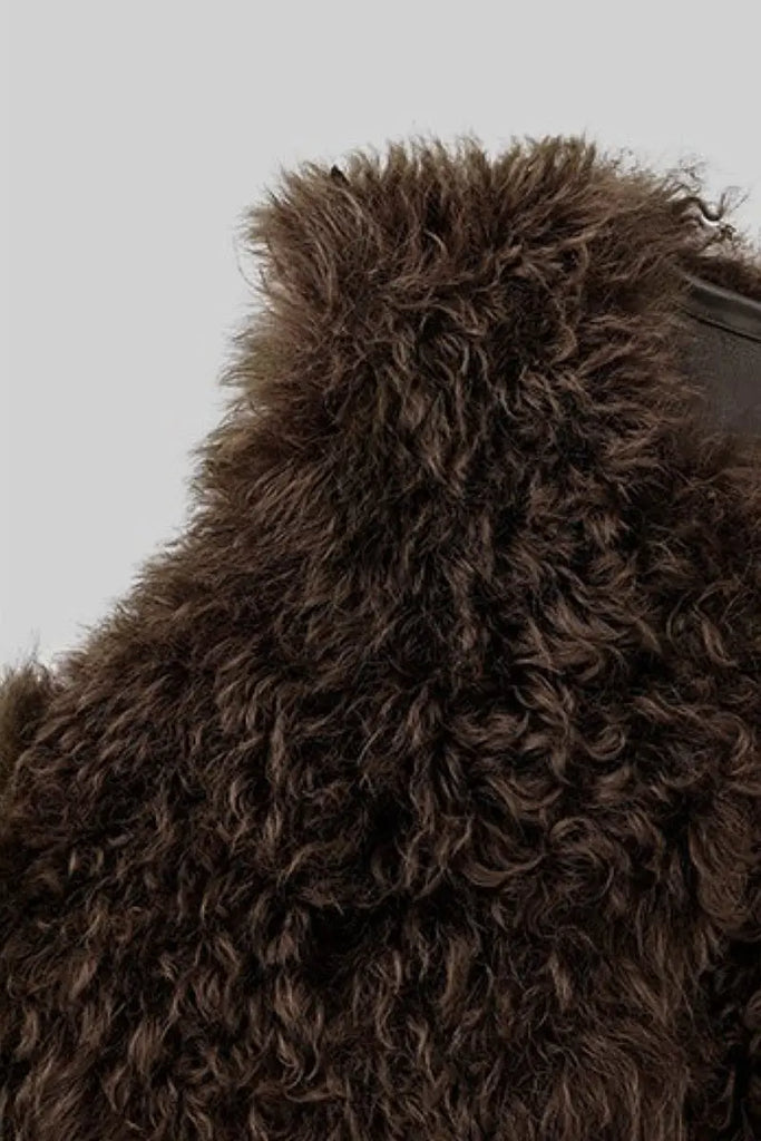 Fibflx Women's Spain Tigrado Sheepskin Shearling Leather Vest