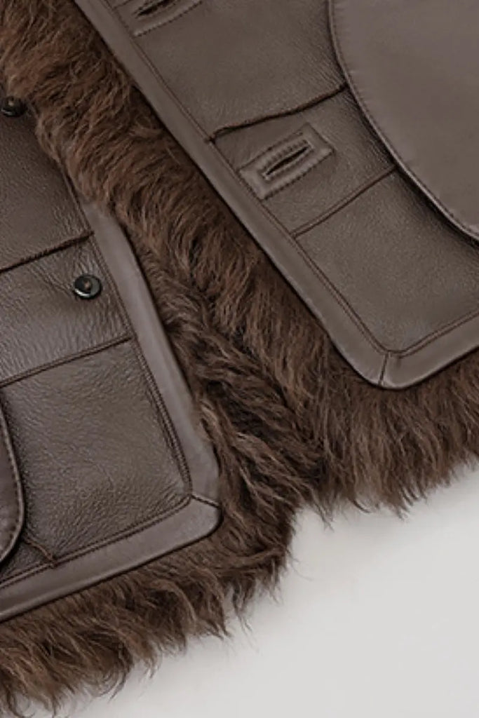 Fibflx Women's Spain Tigrado Sheepskin Shearling Leather Vest