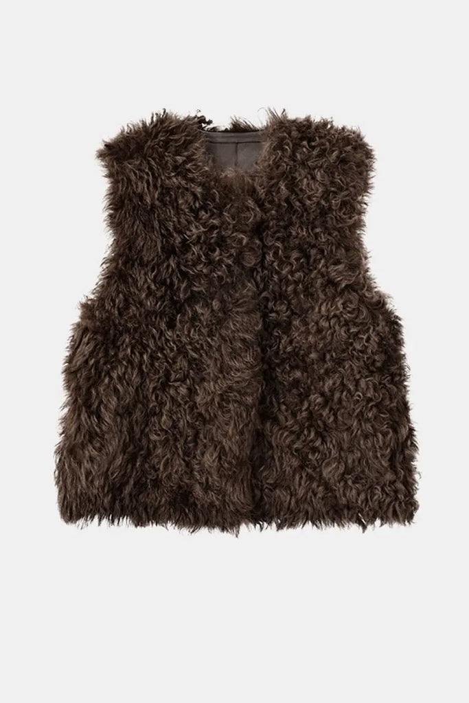 Fibflx Women's Spain Tigrado Sheepskin Shearling Leather Vest