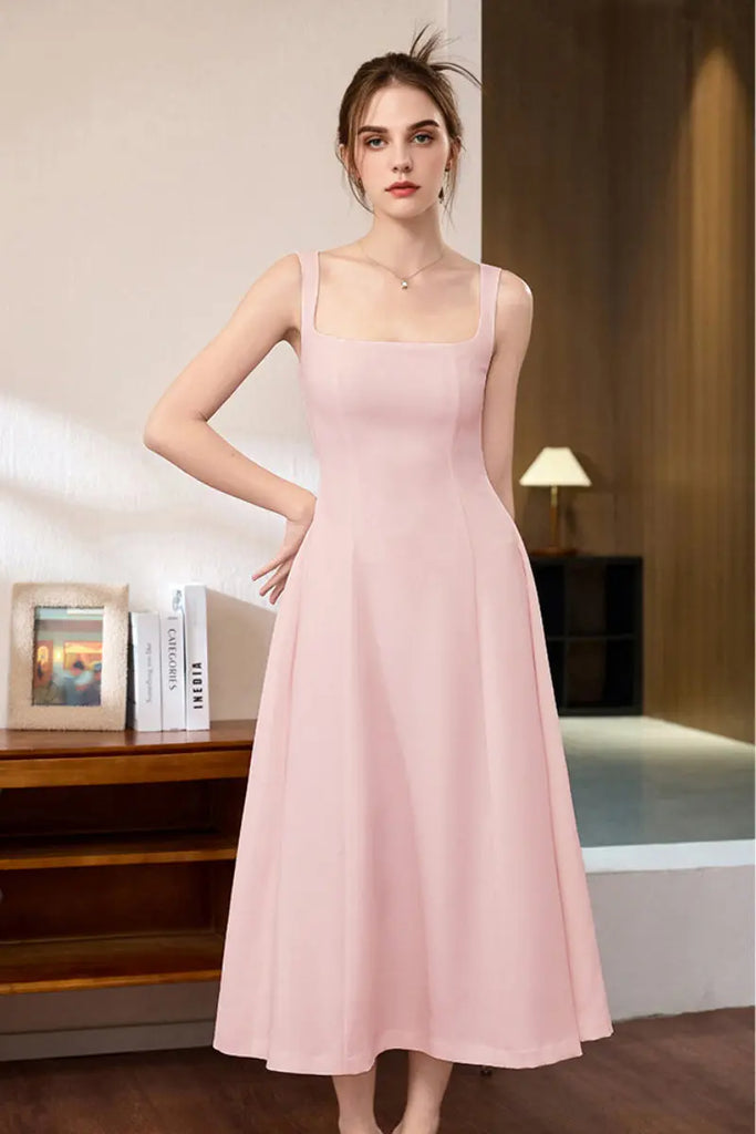 Square Neck White Graduation Dress - Fibflx