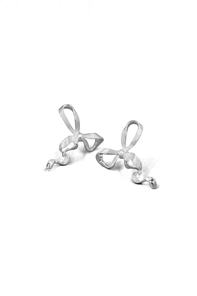 Fibflx Women's Sterling Silver Bow Stud Earrings