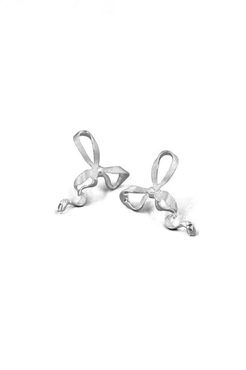 Fibflx Women's Sterling Silver Bow Stud Earrings