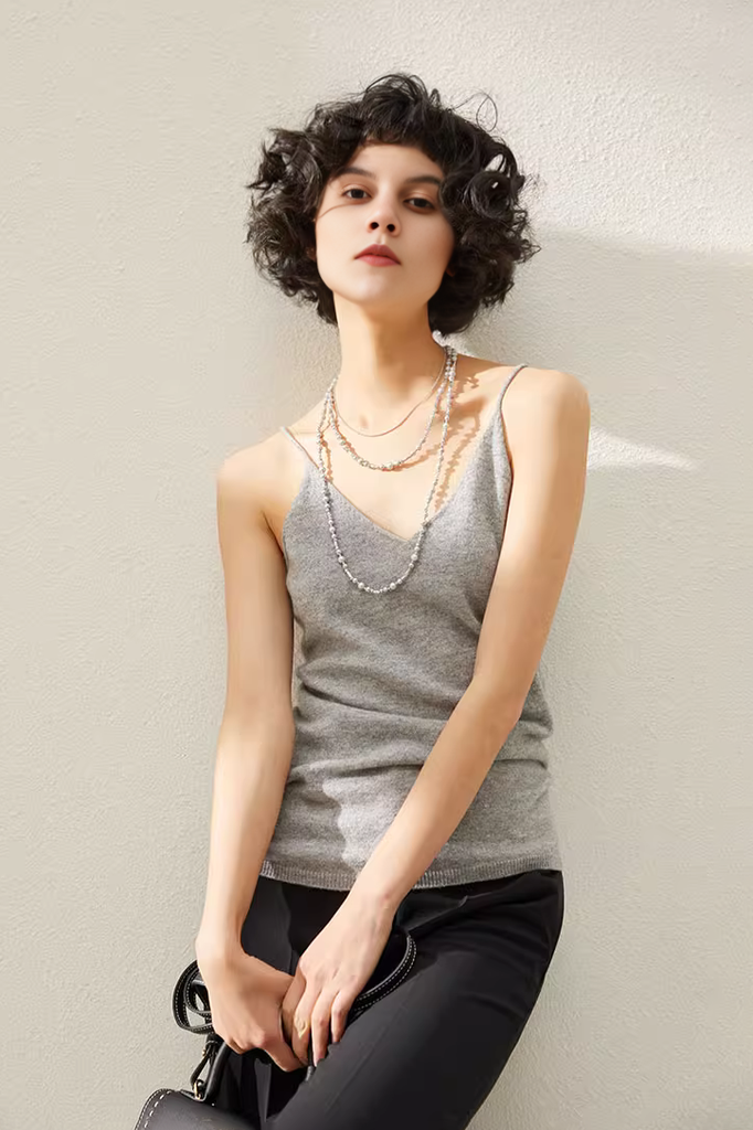 Strap Cashmere Tank Top - Fibflx