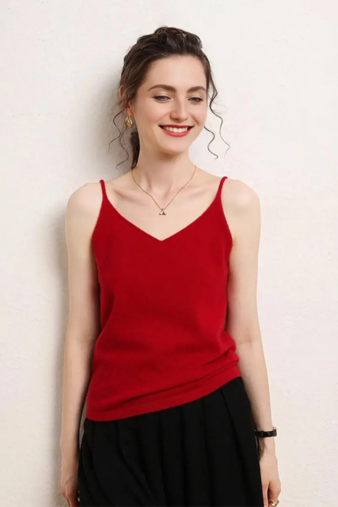 Strap Cashmere Tank Top - Fibflx