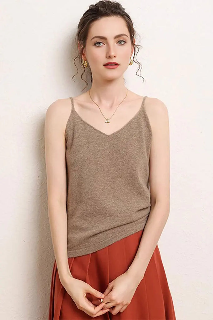 Strap Cashmere Tank Top - Fibflx