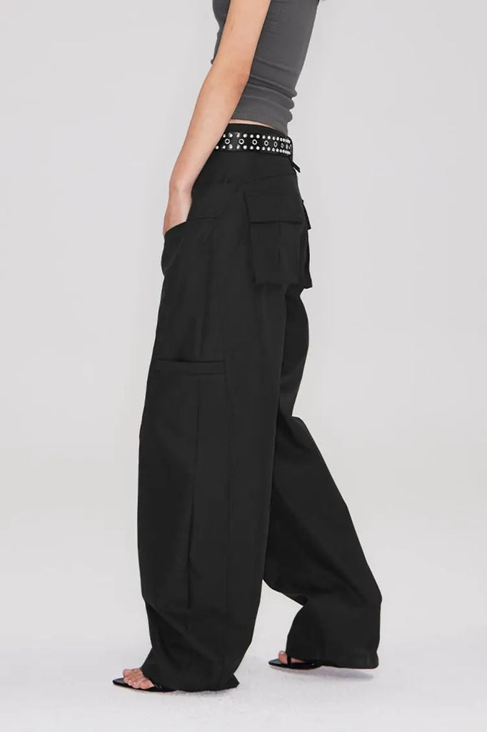 Fibflx Women's Structured Baggy Green Cargo Pants