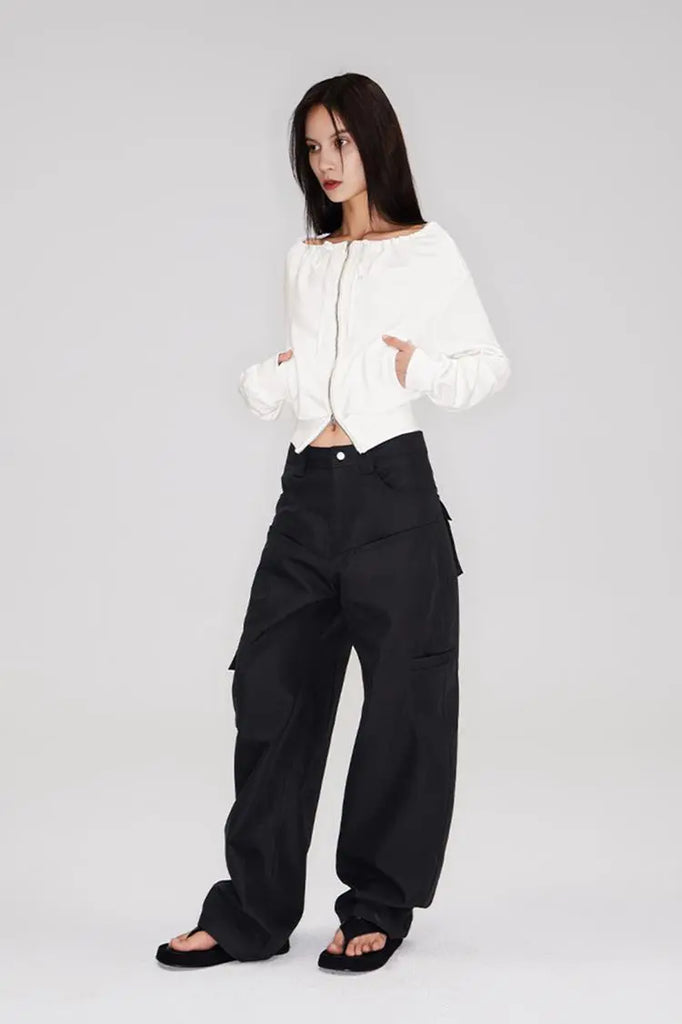 Fibflx Women's Structured Baggy Green Cargo Pants