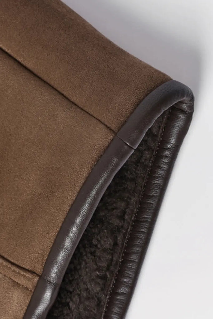 Fibflx Women's Faux Suede & Genuine Shearling Aviator Vest