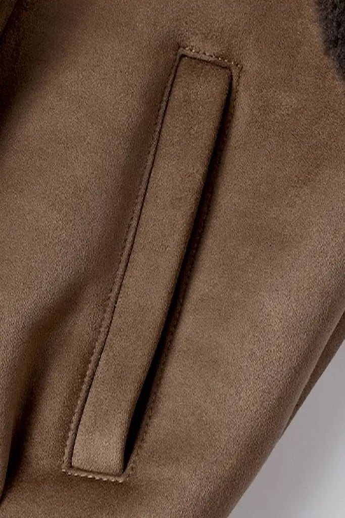 Fibflx Women's Faux Suede & Genuine Shearling Aviator Vest