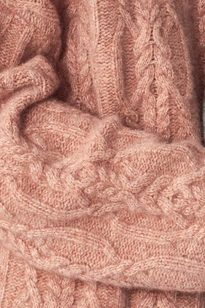 Fibflx Women's Super Chunky Cashmere Cable Knit Crewneck Sweater