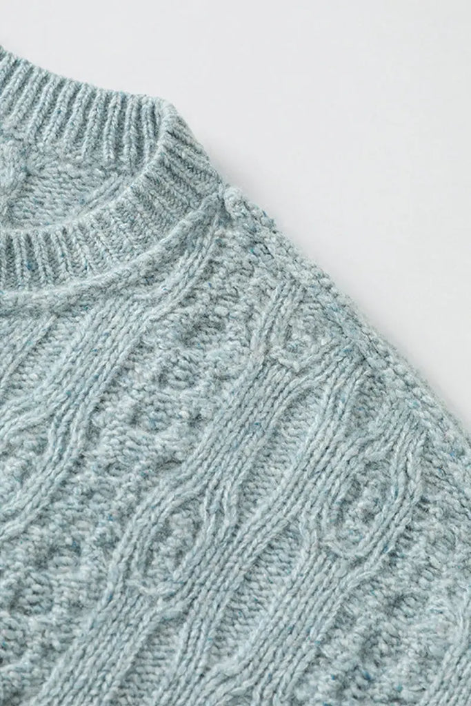 Fibflx Women's Super Chunky Cashmere Cable Knit Crewneck Sweater