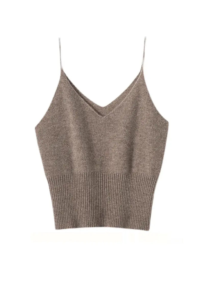 Fibflx Women's Supersoft 100 Albe Cashmere Cropped V-Neck Camisole