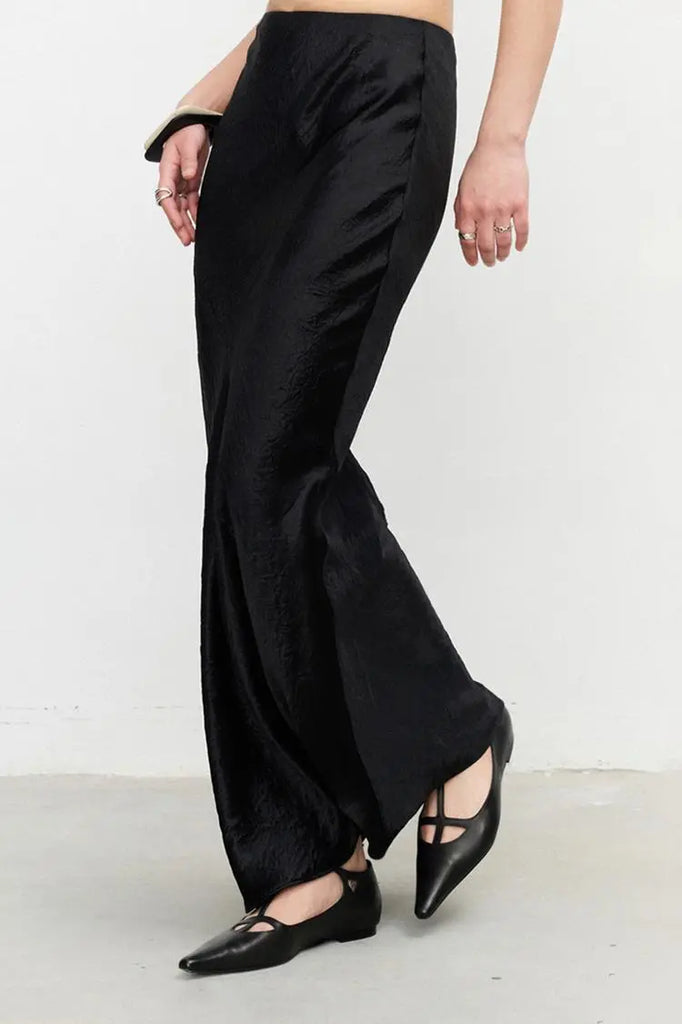 Fibflx Women's Textured Triacetate Slip Satin Maxi Skirt