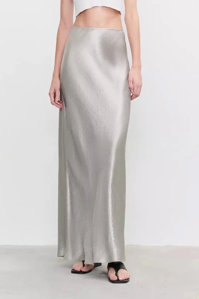 Textured Triacetate Slip Satin Maxi Skirt Fibflx