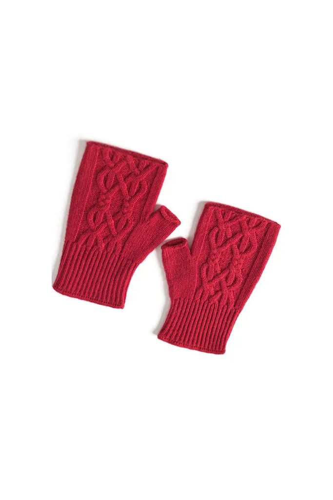 Fibflx Women's Thick Cashmere Cable Knit Fingerless Gloves