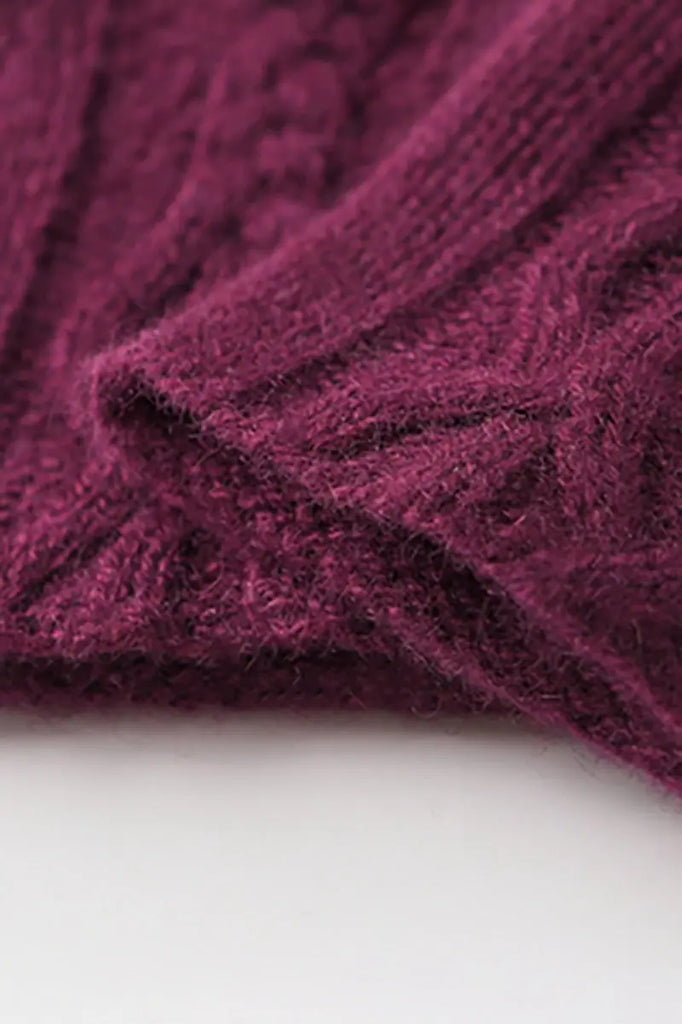 Fibflx Women's Thick Cashmere Cable Knit Fingerless Gloves