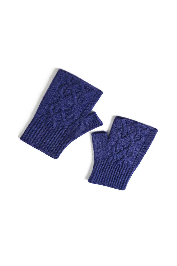 Fibflx Women's Thick Cashmere Cable Knit Fingerless Gloves