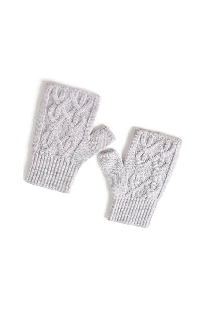 Fibflx Women's Thick Cashmere Cable Knit Fingerless Gloves