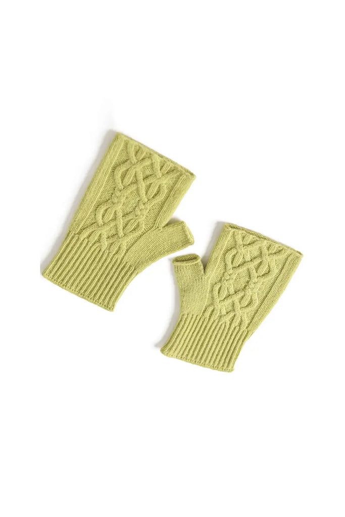 Fibflx Women's Thick Cashmere Cable Knit Fingerless Gloves