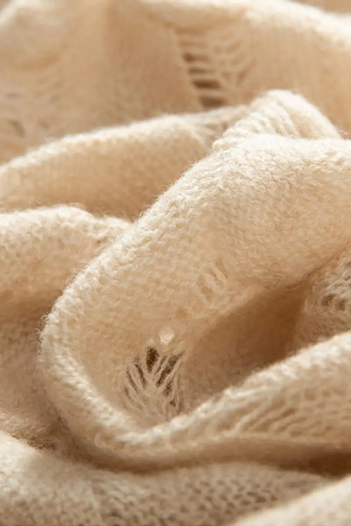 Fibflx Women's Ultra-Light 100 Cashmere Leaf-Knit Sweater