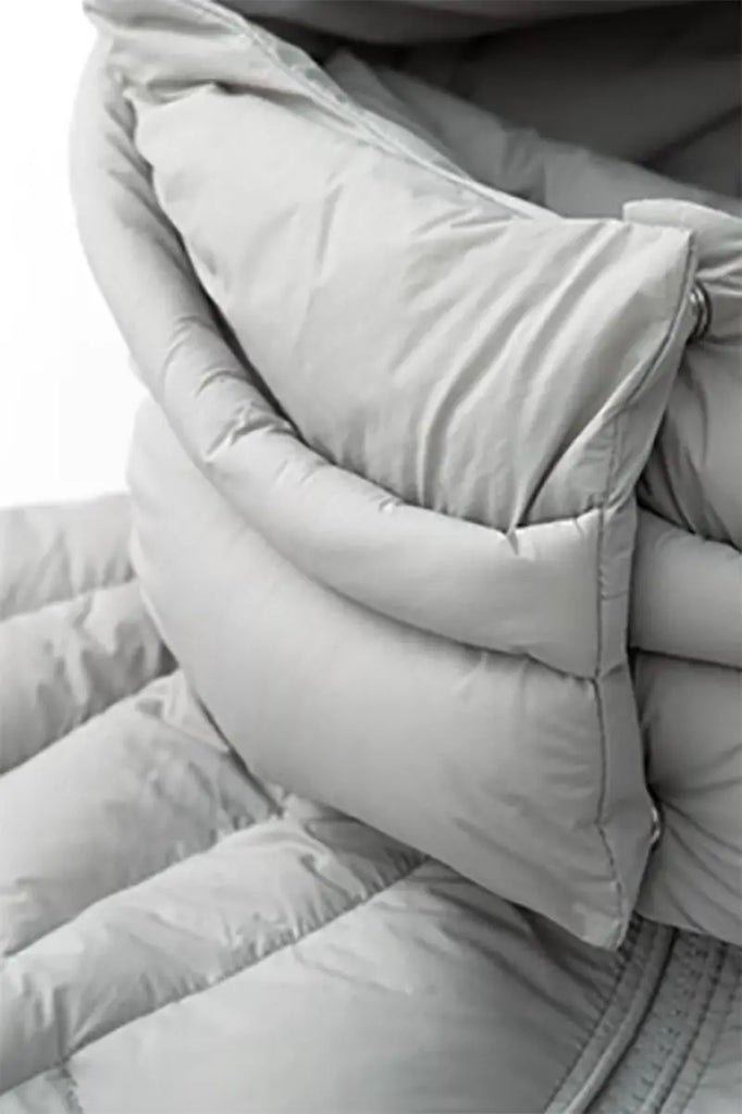 Fibflx Women's Ultra Light Seamless Water-Repellent Hooded Long Duck Down Puffer Coat