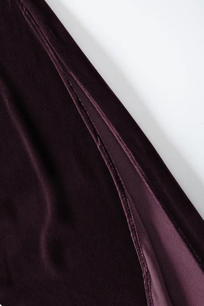 Fibflx Women's Velvet Side-Slit Mermaid Maxi Skirt in Dark Purple