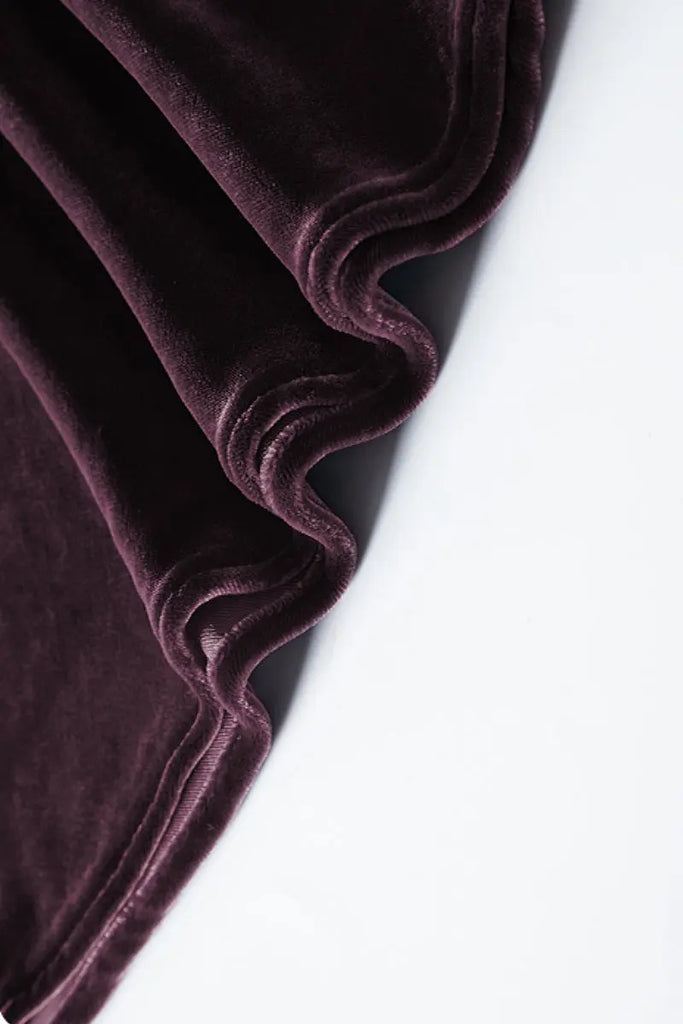 Fibflx Women's Velvet Side-Slit Mermaid Maxi Skirt in Dark Purple