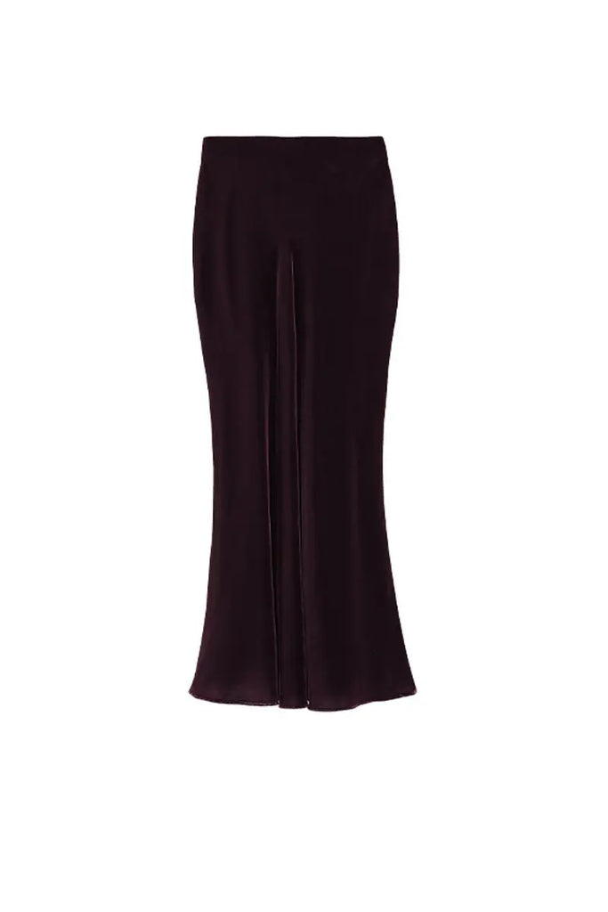 Fibflx Women's Velvet Side-Slit Mermaid Maxi Skirt in Dark Purple
